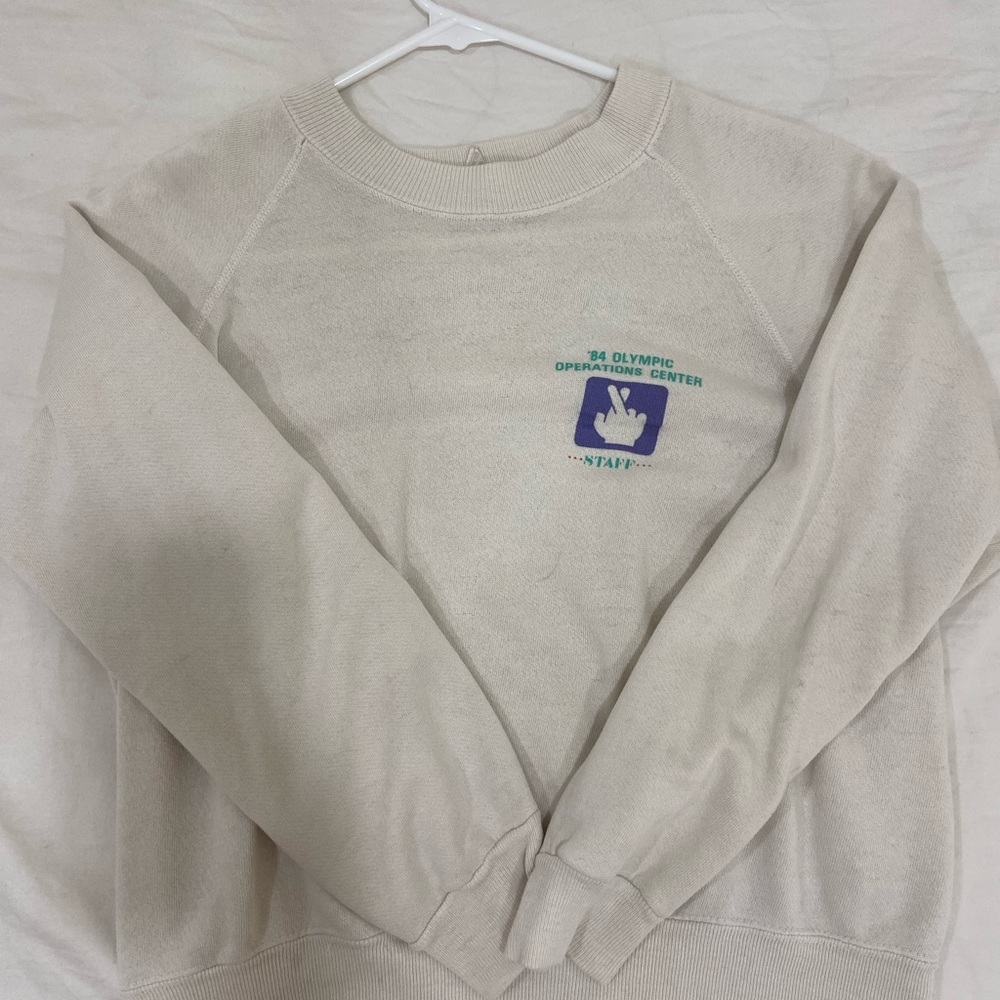 Cream Sweatshirt with Graphic Print